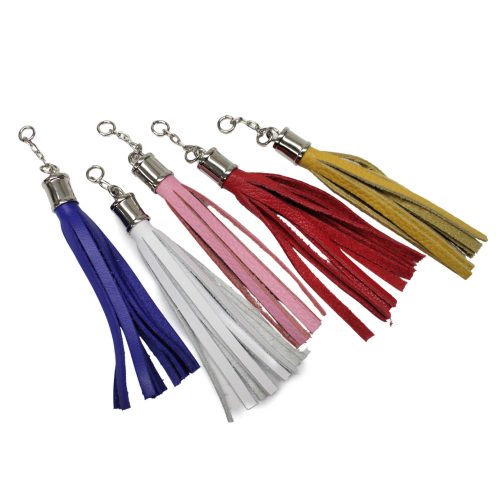 Leather tassel bag charm