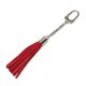 Red Leather tassel bag charm with snap hook