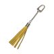 Yellow Leather tassel bag charm with snap hook