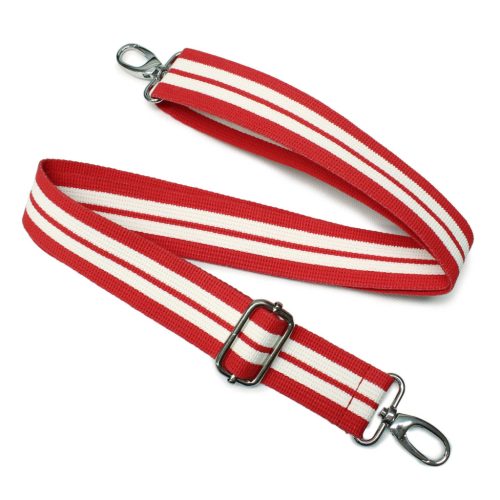 Red White striped wide Handbag Strap, 40 mm