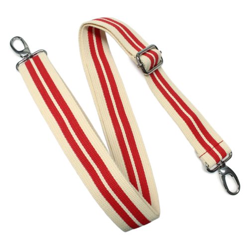 Red Beige striped wide Handbag Strap, 40 mm