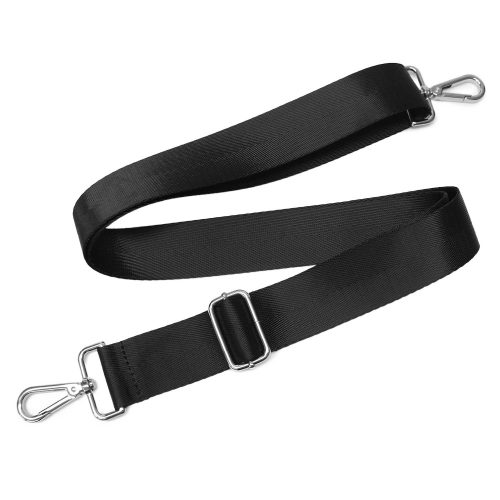 Detachable bag strap, black satin, 4 cm - 1,5" wide