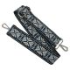 Geometric patterneded Wide Handbag Strap, Blue, Nickel, 50 mm