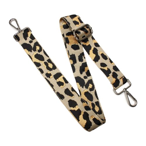 Leopard pattern Handbag Strap, Beige, Silver, 40 mm