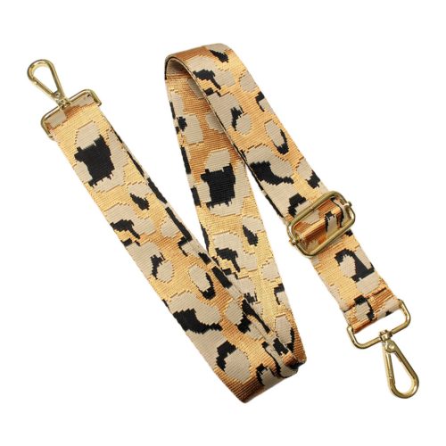 Leopard pattern Handbag Strap, Beige, Gold, 40 mm