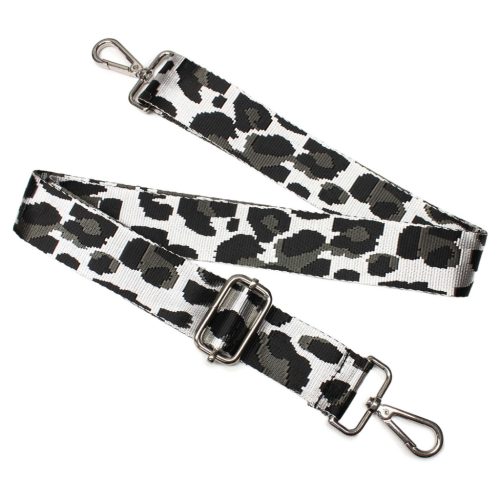 Leopard pattern Handbag Strap, Black White, Silver, 40 mm