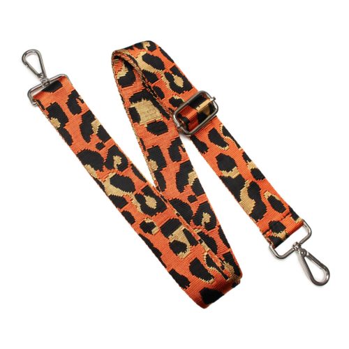 Leopard pattern Handbag Strap, Orange, Silver, 40 mm