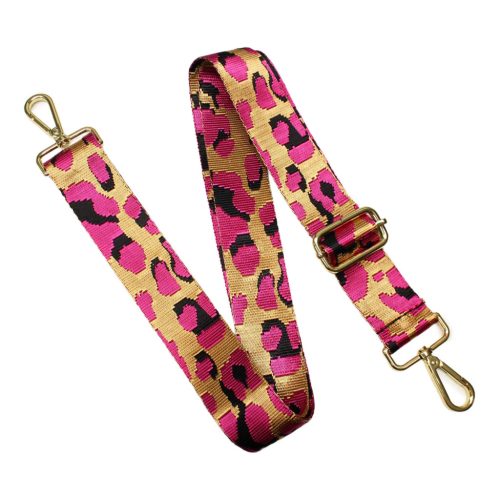 Leopard pattern Handbag Strap,Pink, Gold, 40 mm