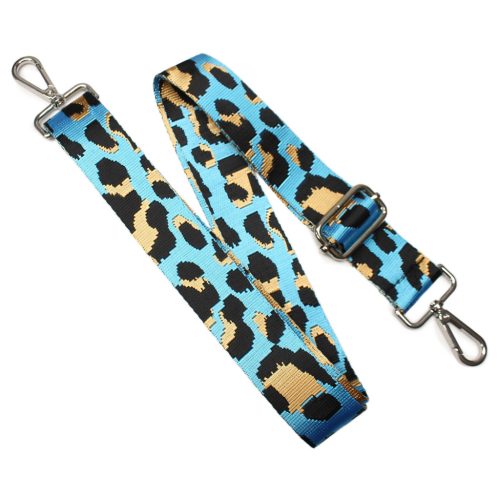 Leopard pattern Handbag Strap, Turquoise, Silver, 40 mm