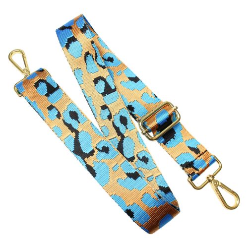 Leopard pattern Handbag Strap, Turquoise, Gold, 40 mm