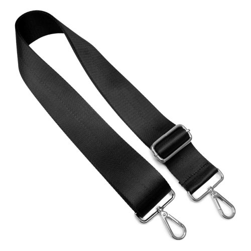 Black bag strap, 5 cm wide, silver