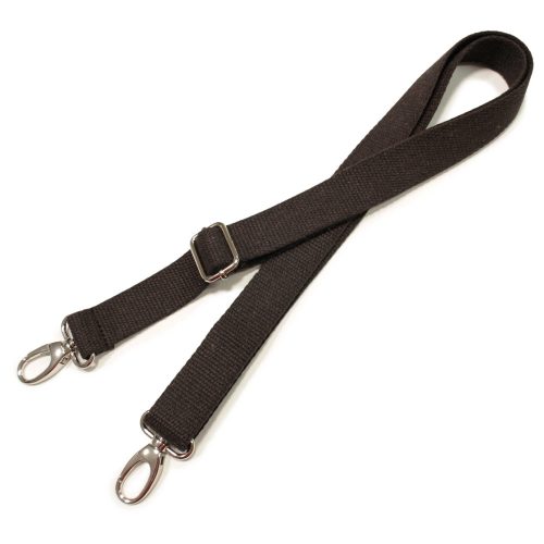 bag shoulder strap Cotton, Dark Brown, 40 mm, Nickel