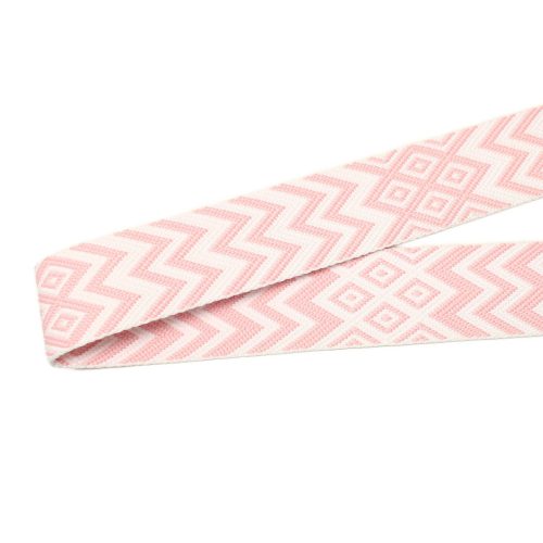 Pink White, geometric patterned Woven Webbing, 50 mm