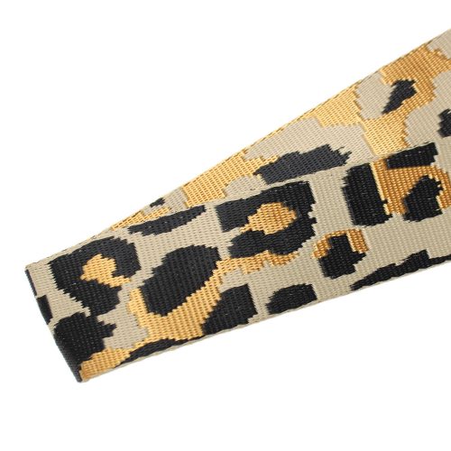 Beige Coloured Satin Webbing Leopard Pattern, 40 mm