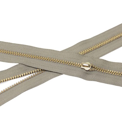 Metal Zipper, T5, Gold, Beige