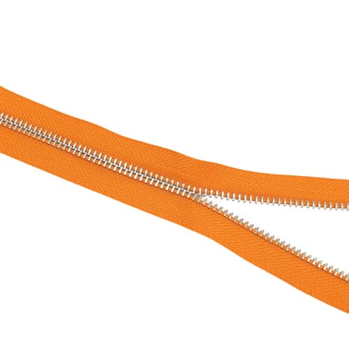 Metal Zipper, T5, Gold coloured, Orange