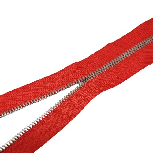 Metal Zipper, T3, Silver,  red