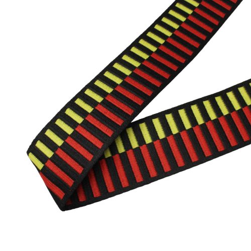 Striped Woven Webbing, Black-Neon, 50 mm