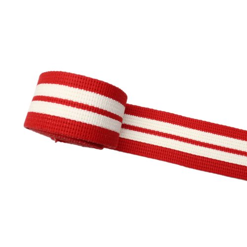 Red-White Striped Satin Strap, 40 mm